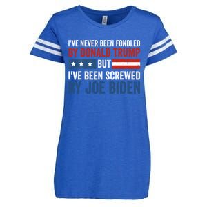 I’Ve Never Been Fondled By Donald Trump But Screwed By Biden Enza Ladies Jersey Football T-Shirt