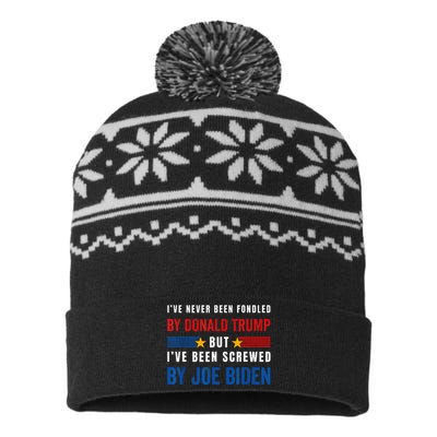 IVe Never Been Fondled By Donald Trump But Screwed By Biden USA-Made Snowflake Beanie