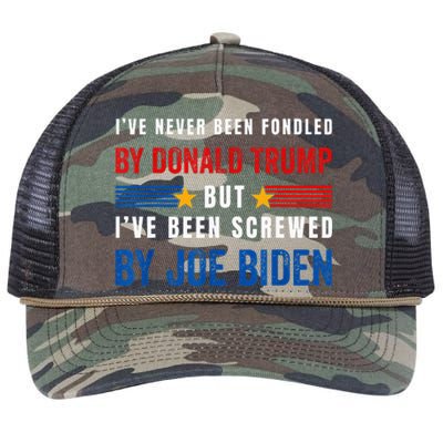 IVe Never Been Fondled By Donald Trump But Screwed By Biden Retro Rope Trucker Hat Cap