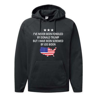 I've Never Been Fondled By Donald Trump But Joe Biden Performance Fleece Hoodie