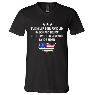 I've Never Been Fondled By Donald Trump But Joe Biden V-Neck T-Shirt