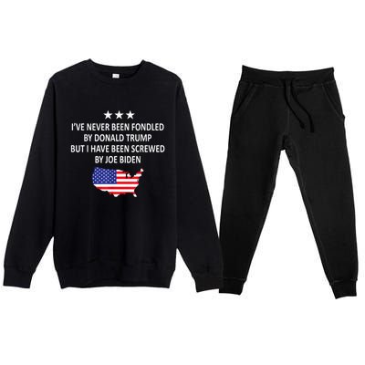 I've Never Been Fondled By Donald Trump But Joe Biden Premium Crewneck Sweatsuit Set