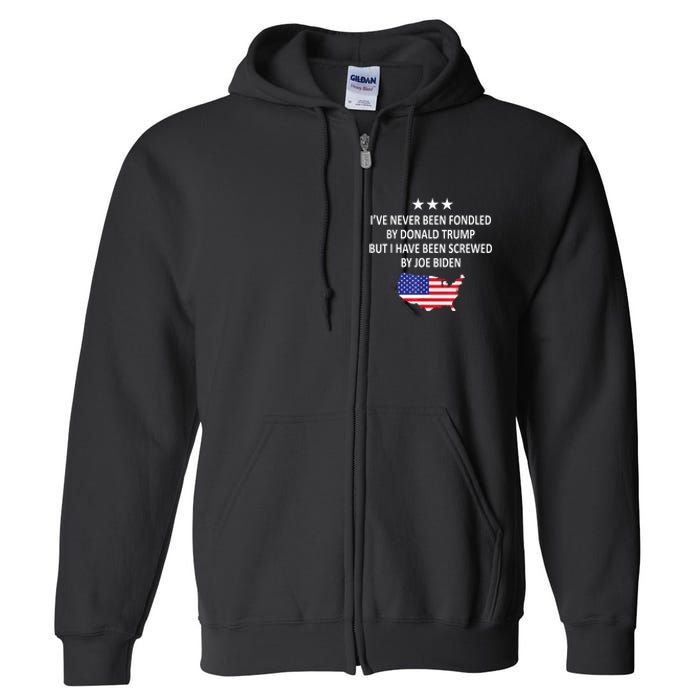 I've Never Been Fondled By Donald Trump But Joe Biden Full Zip Hoodie