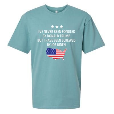 I've Never Been Fondled By Donald Trump But Joe Biden Sueded Cloud Jersey T-Shirt