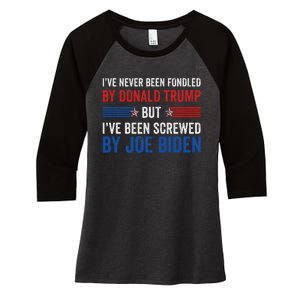 IVe Never Been Fondled By Trump But Joe Biden Women's Tri-Blend 3/4-Sleeve Raglan Shirt