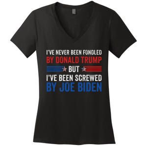 IVe Never Been Fondled By Trump But Joe Biden Women's V-Neck T-Shirt