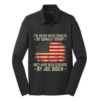 IVe Never Been Fondled By Donald Trump But Screwed By Biden Silk Touch Performance Long Sleeve Polo