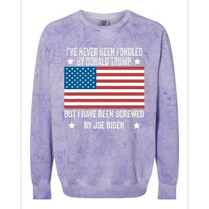 I've Never Been Fondled By Donald Trump But Screwed By Biden Colorblast Crewneck Sweatshirt