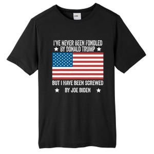 I've Never Been Fondled By Donald Trump But Screwed By Biden Tall Fusion ChromaSoft Performance T-Shirt