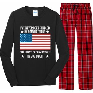 I've Never Been Fondled By Donald Trump But Screwed By Biden Long Sleeve Pajama Set