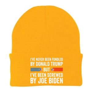 I’Ve Never Been Fondled By Donald Trump But Screwed By Biden Knit Cap Winter Beanie