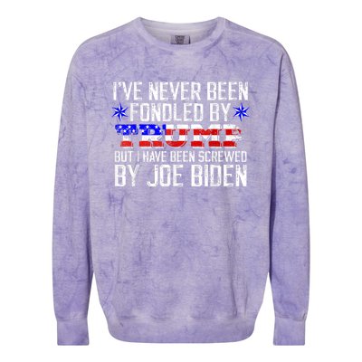 I've Never Been Fondled By Donald Trump But Joe Biden Colorblast Crewneck Sweatshirt