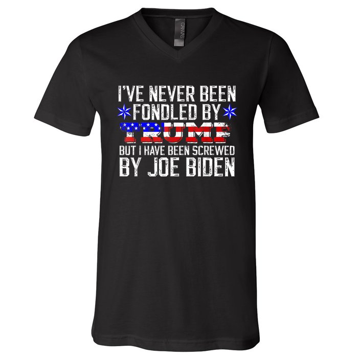 I've Never Been Fondled By Donald Trump But Joe Biden V-Neck T-Shirt