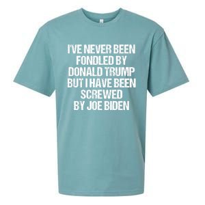 I'VE NEVER BEEN FONDLED BY DONALD TRUMP BUT I HAVE BEEN SCREWED BY JOE BIDEN Sueded Cloud Jersey T-Shirt