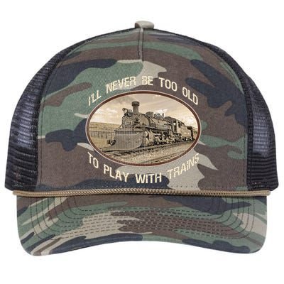 Ill Never Be Too Old To Play With Trains Retro Rope Trucker Hat Cap