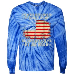 I’Ve Never Been Fondled By Donald Trump But Screwed By Biden Tie-Dye Long Sleeve Shirt