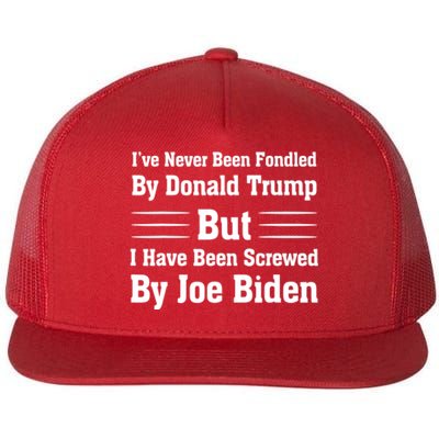 I've Never Been Fondled By Donald Trump But Joe Biden Flat Bill Trucker Hat