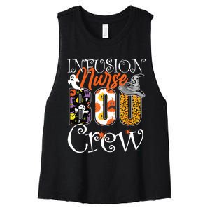 Infusion Nurse Boo Crew Ghost Funny Halloween Nursing Gift Women's Racerback Cropped Tank