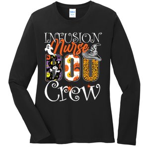 Infusion Nurse Boo Crew Ghost Funny Halloween Nursing Gift Ladies Long Sleeve Shirt