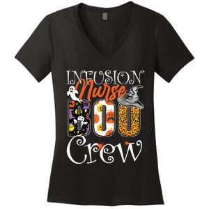 Infusion Nurse Boo Crew Ghost Funny Halloween Nursing Gift Women's V-Neck T-Shirt