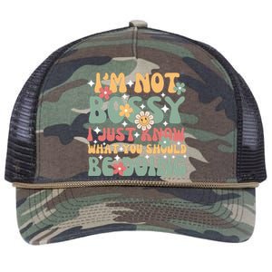 Im Not Bossy I Just Know What You Should Be Doing Funny Retro Rope Trucker Hat Cap