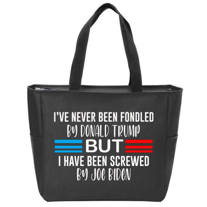 I’ve Never Been Fondled By Donald Trump But Screwed By Biden Trend Zip Tote Bag