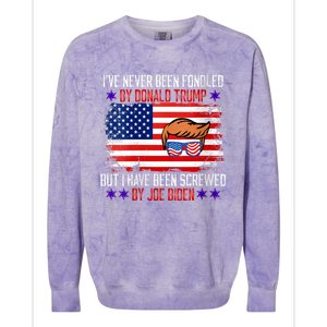 I’ve Never Been Fondled By Donald Trump But Screwed By Biden Colorblast Crewneck Sweatshirt