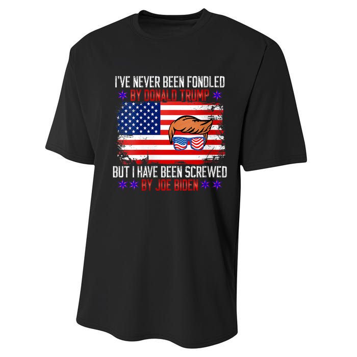 I’ve Never Been Fondled By Donald Trump But Screwed By Biden Performance Sprint T-Shirt