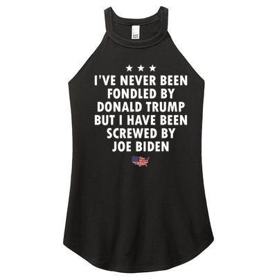 I’ve Never Been Fondled By Donald Trump But Screwed By Biden Women’s Perfect Tri Rocker Tank