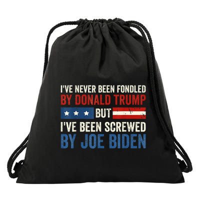 IVe Never Been Fondled By Donald Trump But Joe Biden Drawstring Bag