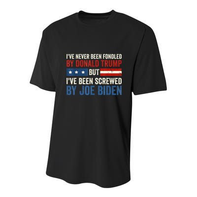 IVe Never Been Fondled By Donald Trump But Joe Biden Youth Performance Sprint T-Shirt
