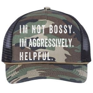 I’m Not Bossy I’m Aggressively Helpful Funny  Retro Rope Trucker Hat Cap