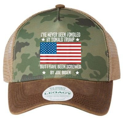I’Ve Never Been Fondled By Donald Trump But Screwed By Biden Legacy Tie Dye Trucker Hat