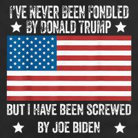 I’Ve Never Been Fondled By Donald Trump But Screwed By Biden 7 Panel Mesh Trucker Snapback Hat