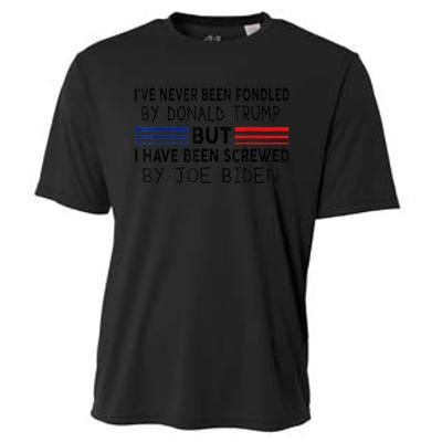 I've Never Been Fondled by Donald Trump But Screwed by Biden Cooling Performance Crew T-Shirt