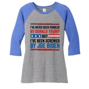 IVe Never Been Fondled By Donald Trump But Joe Biden Gift Women's Tri-Blend 3/4-Sleeve Raglan Shirt