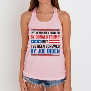 IVe Never Been Fondled By Donald Trump But Joe Biden Gift Women's Knotted Racerback Tank