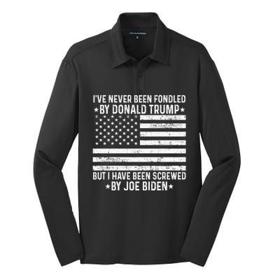 I’ve Never Been Fondled By Donald Trump But Screwed By Biden Silk Touch Performance Long Sleeve Polo