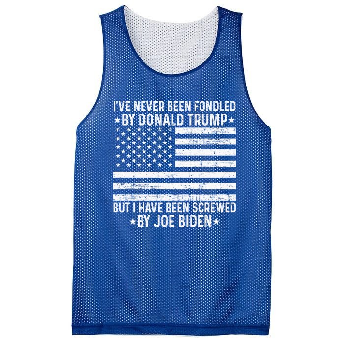 I’ve Never Been Fondled By Donald Trump But Screwed By Biden Mesh Reversible Basketball Jersey Tank