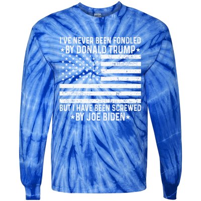 I’ve Never Been Fondled By Donald Trump But Screwed By Biden Tie-Dye Long Sleeve Shirt