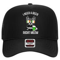 I Need Beer Right Meow Men S St Patrick S Day High Crown Mesh Back Trucker Hat