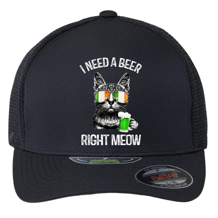 I Need Beer Right Meow Men S St Patrick S Day Flexfit Unipanel Trucker Cap