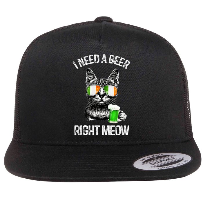 I Need Beer Right Meow Men S St Patrick S Day Flat Bill Trucker Hat