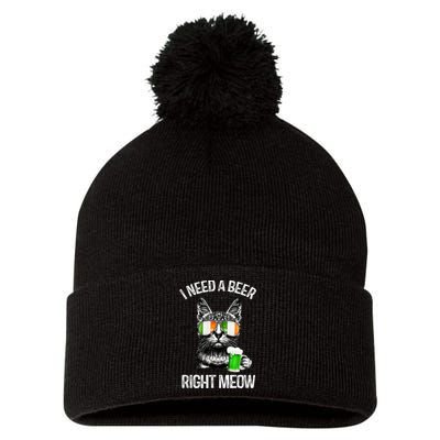 I Need Beer Right Meow Men S St Patrick S Day Pom Pom 12in Knit Beanie