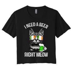 I Need Beer Right Meow Men S St Patrick S Day Women's Crop Top Tee