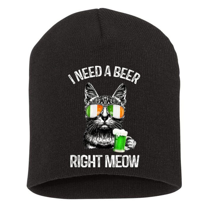 I Need Beer Right Meow Men S St Patrick S Day Short Acrylic Beanie