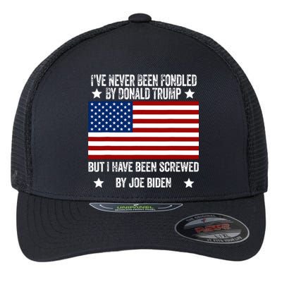 Ive Never Been Fondled By Donald Trump But Screwed By Biden Flexfit Unipanel Trucker Cap