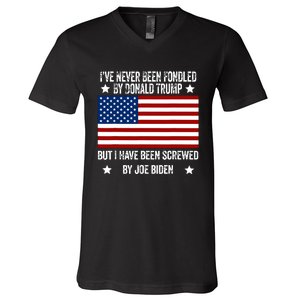 Ive Never Been Fondled By Donald Trump But Screwed By Biden V-Neck T-Shirt