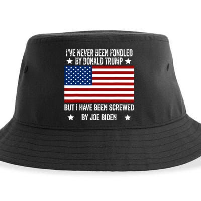 Ive Never Been Fondled By Donald Trump But Screwed By Biden Sustainable Bucket Hat