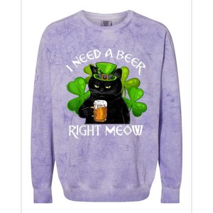 I Need Beer Right Meow Men S St Patrick S Day Colorblast Crewneck Sweatshirt